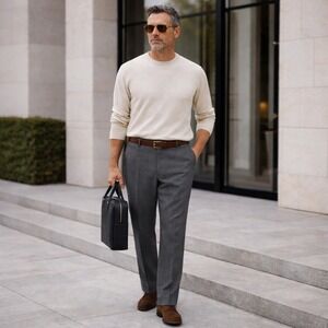 Murano Mens Dress Pants 36x30 Gray Zac Fit Slim Office Career Workwear Comfort‎